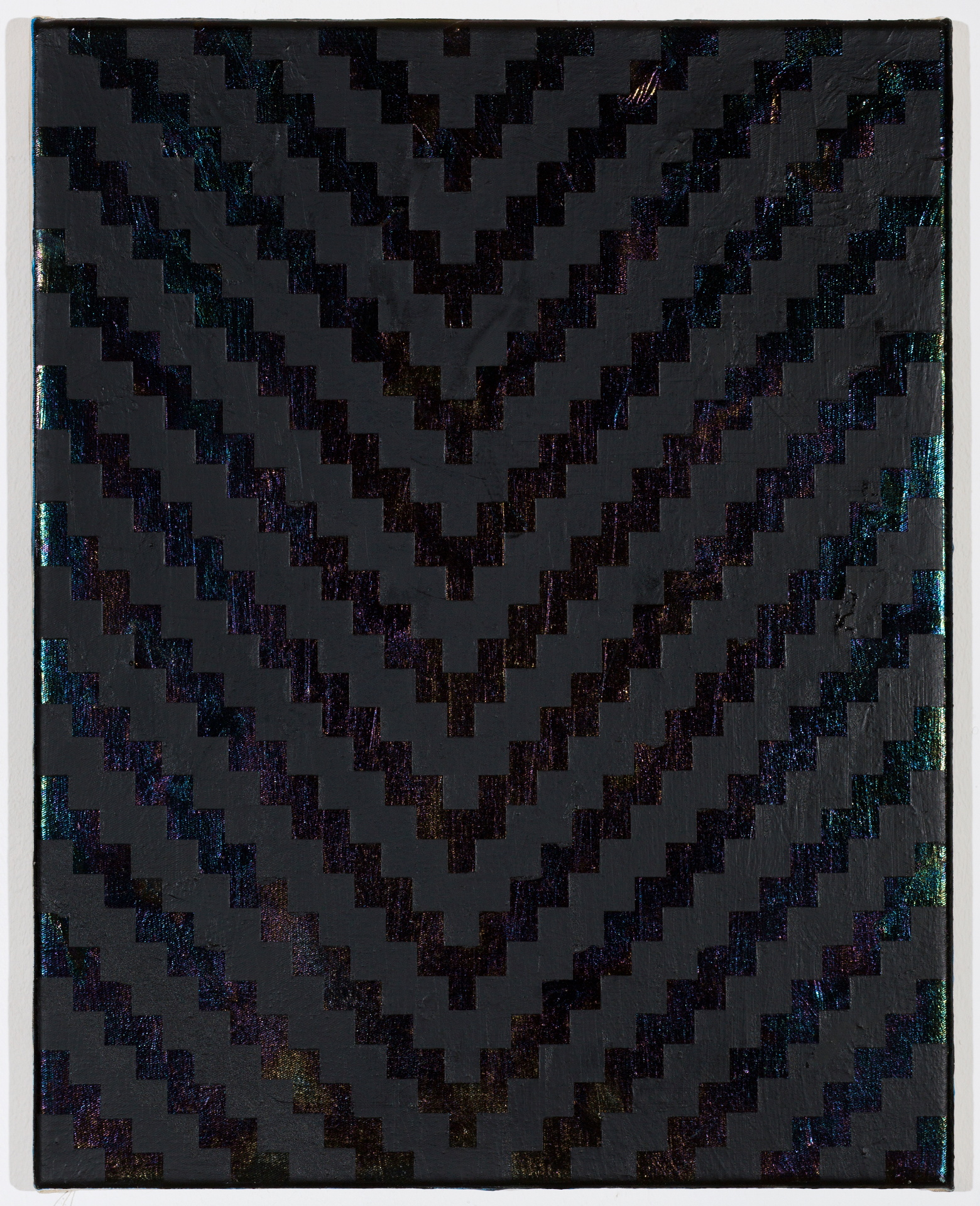 o.T., Öl, Federfarbe auf Leinwand, 50x40 cm, 2015